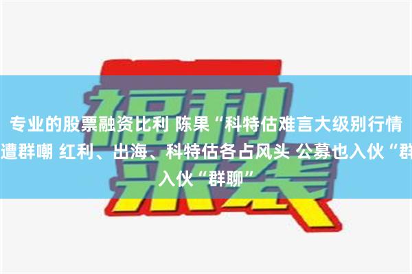 专业的股票融资比利 陈果“科特估难言大级别行情”竟遭群嘲 红利、出海、科特估各占风头 公募也入伙“群聊”