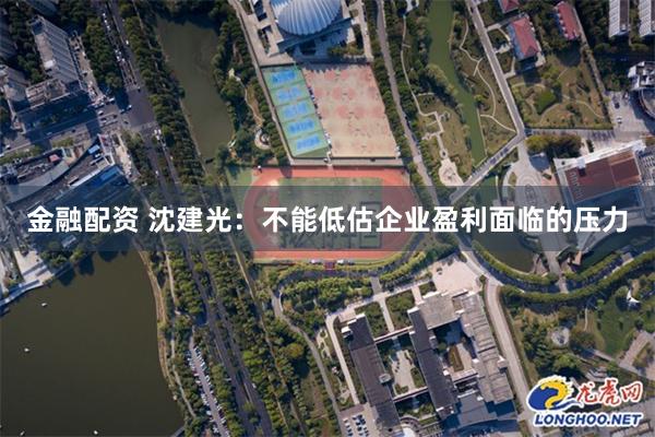 金融配资 沈建光：不能低估企业盈利面临的压力