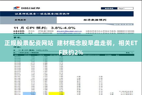 正规股票配资网站  建材概念股早盘走弱，相关ETF跌约2%