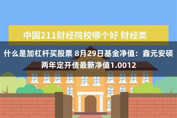 什么是加杠杆买股票 8月29日基金净值：鑫元安硕两年定开债最新净值1.0012