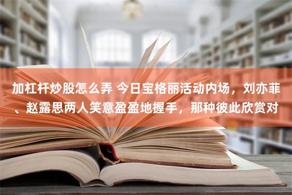 加杠杆炒股怎么弄 今日宝格丽活动内场，刘亦菲、赵露思两人笑意盈盈地握手，那种彼此欣赏对