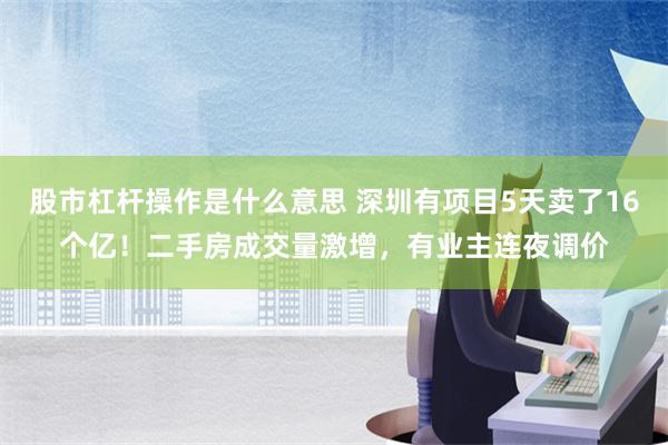 股市杠杆操作是什么意思 深圳有项目5天卖了16个亿！二手房成交量激增，有业主连夜调价