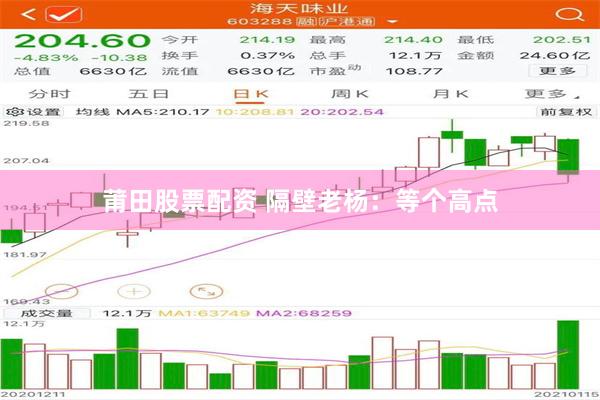 莆田股票配资 隔壁老杨：等个高点